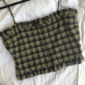 Ganni Seersucker Check Top